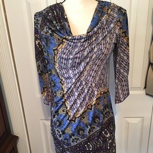 Multicolored cowl neck dress